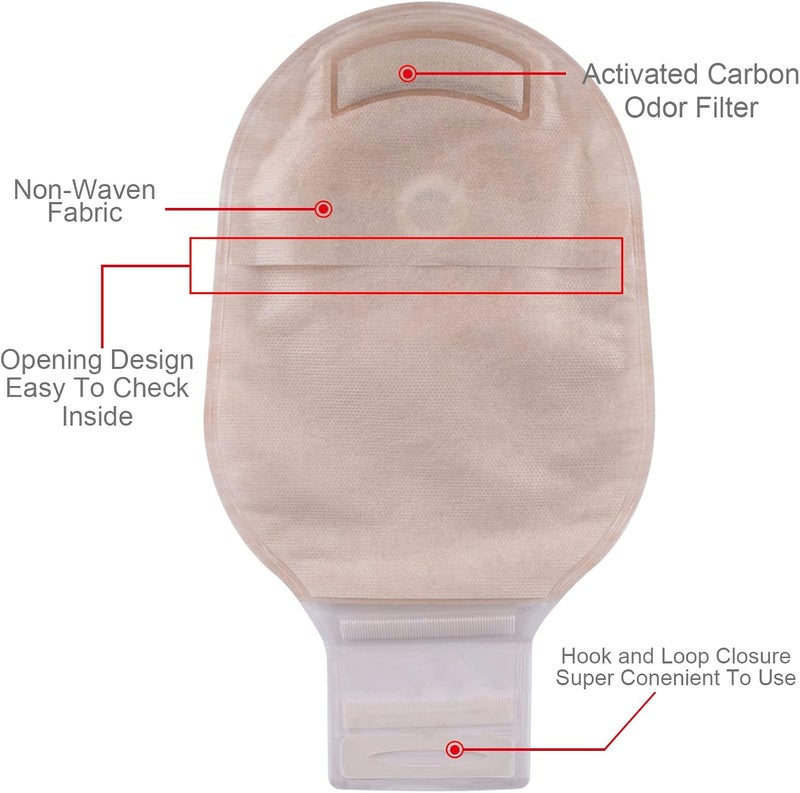 OUCHAN Carbou 20 PCS Colostomy Bags,Ostomy Supplies,One Piece Drainable Ostomy Pouch with Closure for Ileostomy Stoma Care, Cut-to-Fit - Image 4